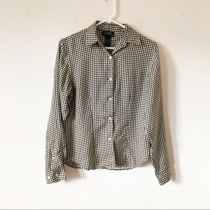 Lauren Ralph Lauren 100% Silk Houndstooth Blouse S